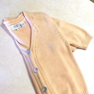 Vintage Apart cotton sweater knit medium abalone button cream color